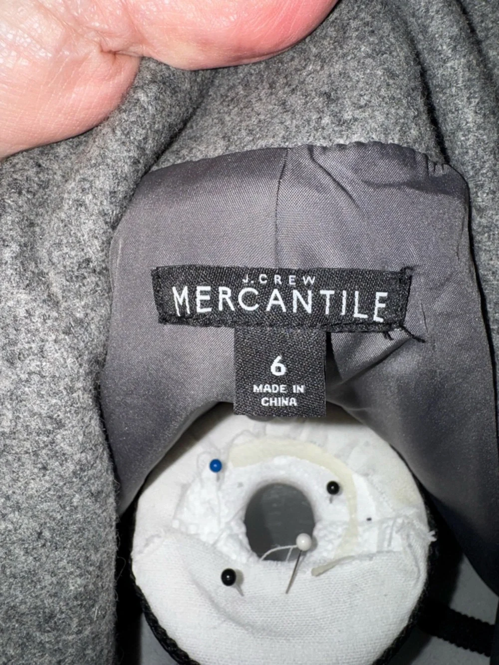 J. Crew Mercantile Gray Wool-Blend Stand Collar Pea Coat - Picture 3 of 16